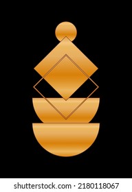 Black Gold Graphic Geometric Shape Icon Minimalist Poster Gold Gradient isolated on Dark Background Design for Card Invitation Page T Shirt Print