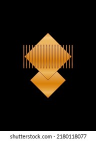 Black Gold Graphic Geometric Shape Icon Minimalist Poster Gold Gradient isolated on Dark Background Design for Card Invitation Page T Shirt Print