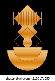 Black Gold Graphic Geometric Shape Icon Minimalist Poster Gold Gradient isolated on Dark Background Design for Card Invitation Page T Shirt Print