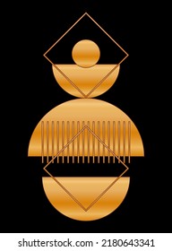 Black Gold Graphic Geometric Shape Icon Minimalist Poster Gold Gradient isolated on Dark Background Design for Card Invitation Page T Shirt Print