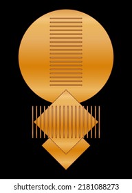 Black Gold Graphic Geometric Shape Icon Minimalist Poster Gold Gradient isolated on Dark Background Design for Card Invitation Page T Shirt Print