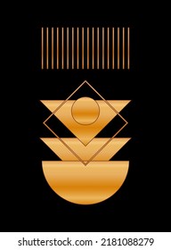 Black Gold Graphic Geometric Shape Icon Minimalist Poster Gold Gradient isolated on Dark Background Design for Card Invitation Page T Shirt Print