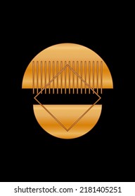 Black Gold Graphic Geometric Shape Icon Minimalist Poster Gold Gradient isolated on Dark Background Design for Card Invitation Page T Shirt Print