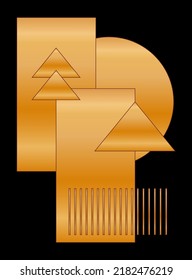 Black Gold Graphic Geometric Shape Icon Minimalist Poster Gold Gradient isolated on Dark Background Design for Card Invitation Page T Shirt Print