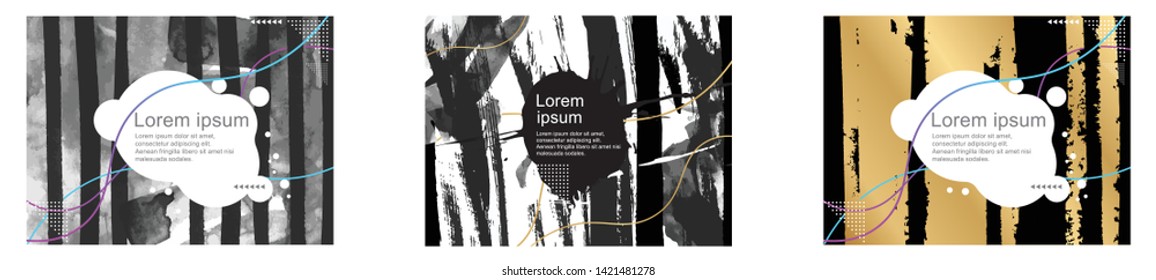 Black and gold  grunge brochure layout.