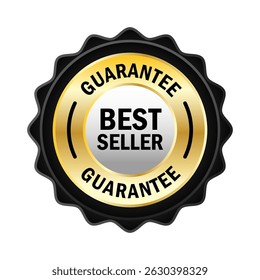 Black and Gold Guarantee Best Seller Badge - Luxury Round Stamp Icon