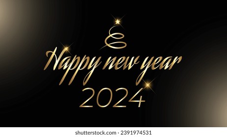 black and gold happy new year 2024 background