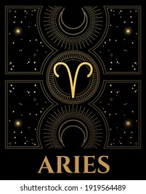 black and gold illustration of aries sign