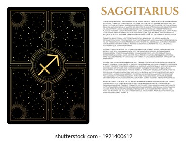black and gold illustration of sagittarius sign
