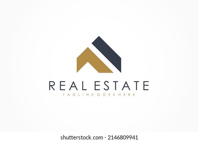 Black   Gold Initial Letter M Real Estate Logo Image White Background  Flat Vector Logo Design Template Element for Construction Architecture Building Logos 