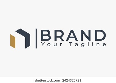 Schwarz und Gold Anfangsbuchstabe N Hexagon Immobilien Logo Bild auf weißem Hintergrund. Flaches Vektor-Logo-Design-Vorlagenelement für Bauarchitektur-Gebäude-Logos.