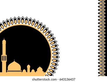 Black and gold islamic decorative background with copy space