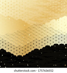 Black And Gold Japanese Traditional Pattern Background Illustration