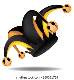 Black and gold Jester's hat. EPS 10 vector, grouped for easy editing. No open shapes or paths.