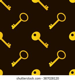 Black and gold keys seamless pattern background.
