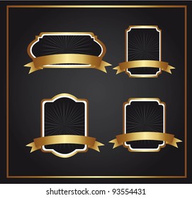 black and gold label over black background. vector illustration