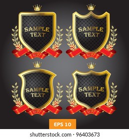 black and gold labels heraldic