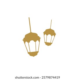 Black and gold lantern icon, can be used for visual identity in cultural and religious representation designs.