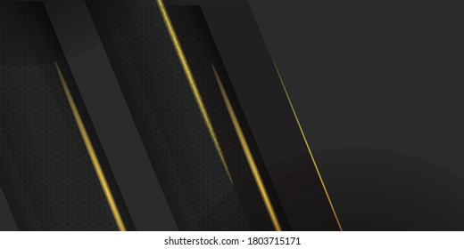Black gold light line shadow dark grey luxury background 
