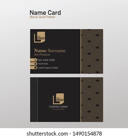 Black gold line name card design, business card.