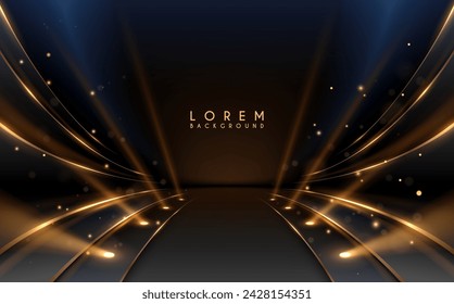 Black and gold lines background with light rays