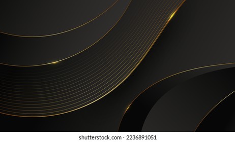 black and gold luxury background with dynamic wave composition