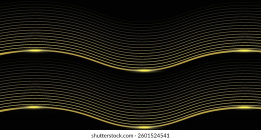 black and gold luxury background with dynamic wave composition.vector