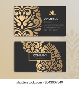 Black and gold luxury business card. Vector ornament template. Great for invitation, flyer, menu, background, wallpaper, decoration, packaging or any desired idea.