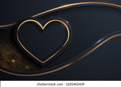 Black and gold luxury heart background