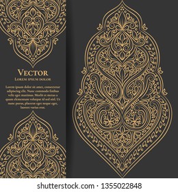 Black and gold luxury invitation card design. Vintage ornament template. Can be used for background and wallpaper. Elegant and classic vector elements great for decoration.
