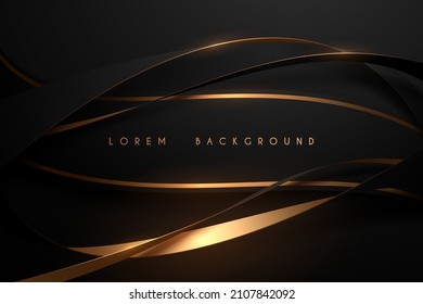 Black and gold luxury ribbons background