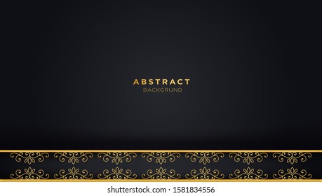 Black and gold luxury template background with ornament