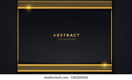 Black and gold luxury template background with ornament