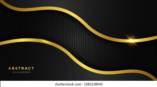 Black and gold luxury template background with ornament