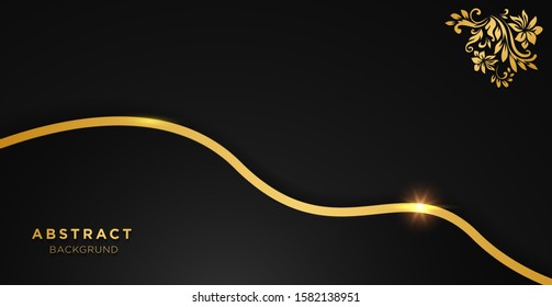 Black and gold luxury template background with ornament