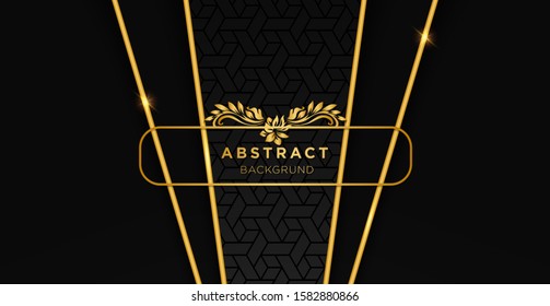 Black and gold luxury template background with ornament, can be used for premium wedding invitation, banner, golden flyer.