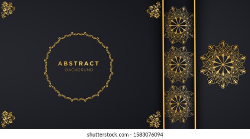 Black and gold luxury template background with ornament, can be used for premium wedding invitation, banner, golden flyer.