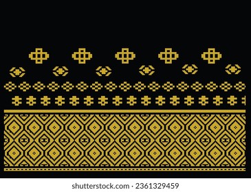 Black gold malay songket. Traditional Classic Malay handwoven black 'songket' with gold threads vector. Songket Batik Patern Malaysia Singapore Brunei Indonesia. Rich ornament
