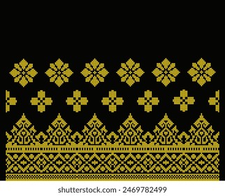 Black gold malay songket. Traditional Classic Malay handwoven black 'songket' with gold threads vector. Motif Songket	
