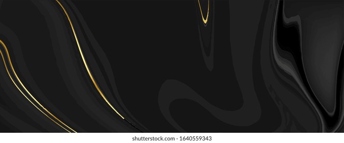 black and gold marble texture in fluid style banner