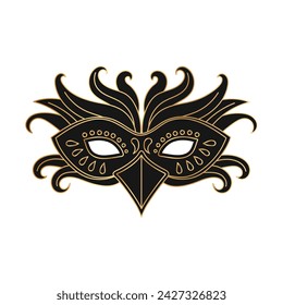 Black and gold masquerade carnival mask, Mardi Gras. Illustration, elegant design, vector