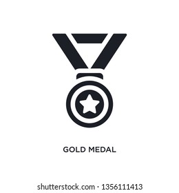 black gold medal isolated vector icon. simple element illustration from startup stategy and concept vector icons. gold medal editable logo symbol design on white background. can be use for web and