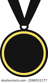 Black and Gold Medal Vector Illustration Isolated on White Background