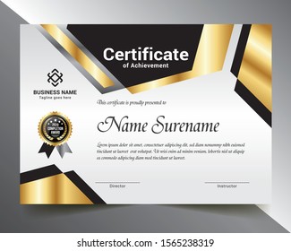 Black & Gold Metal Design certificate template, for multipurpose use like- Achievement, Award, Completion, Appreciation, Eyelash Extension, Nail Extension, Hair Extension, microblading etc.