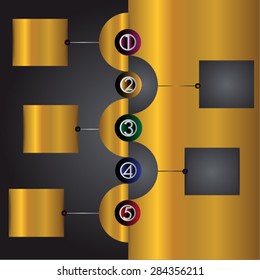 black gold modern time line template for website computer graphic and technology. text box. number