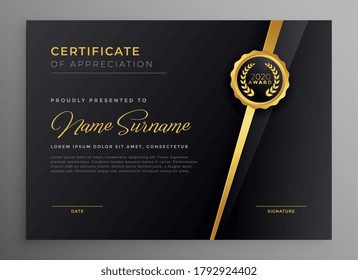 black and gold multipurpose certificate template design