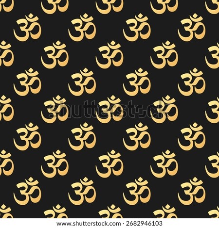 Black and Gold Om seamless pattern vector illustration