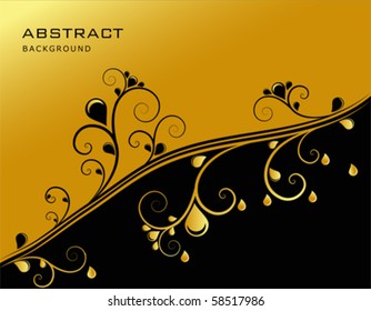 Black and gold ornamental background, vector