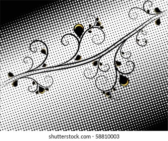 Black and gold ornamental background, vector