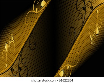 Black and gold ornamental background, vector